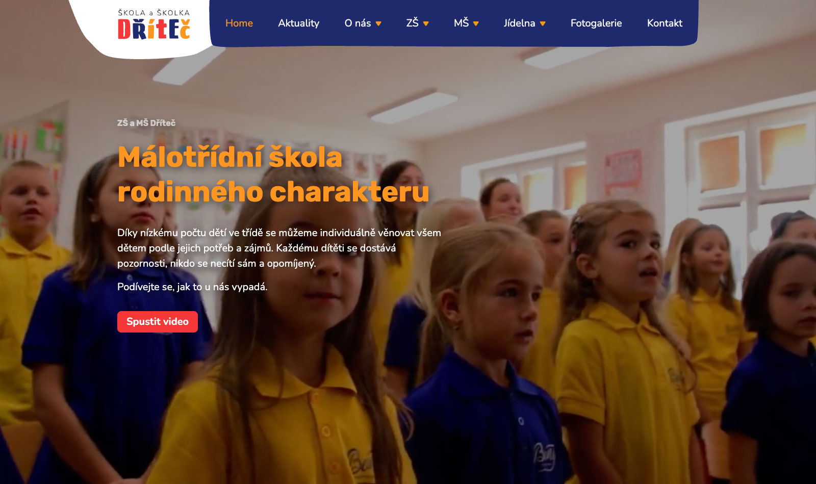 Náhled webu ZŠ a MŠ Dříteč.