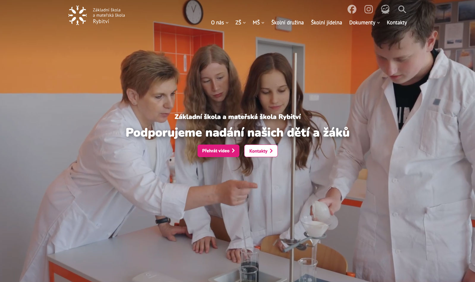 Náhled webu ZŠ a MŠ Rybitví.