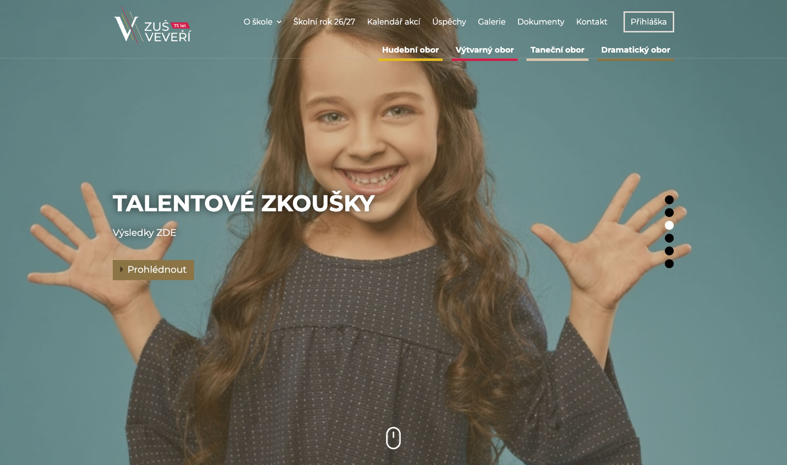 Náhled webu ZUŠ Veveří.